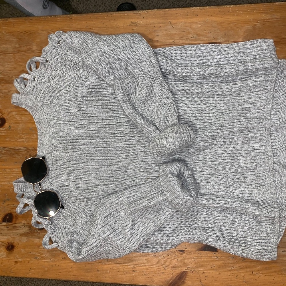 Sweater with shoulder cut out detail